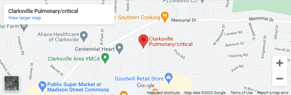 A map of clarksville pulmonary / critical care